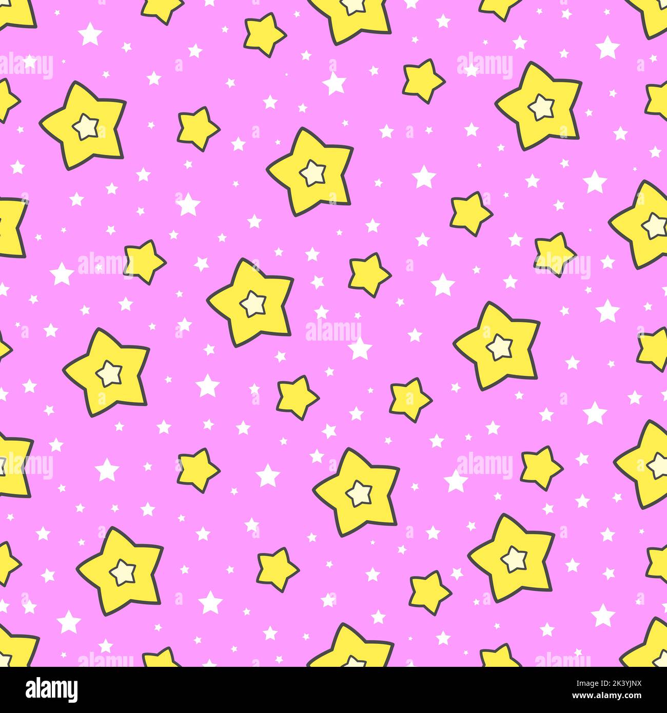Seamless pattern with stars on a pink background. Vector Stock Vector