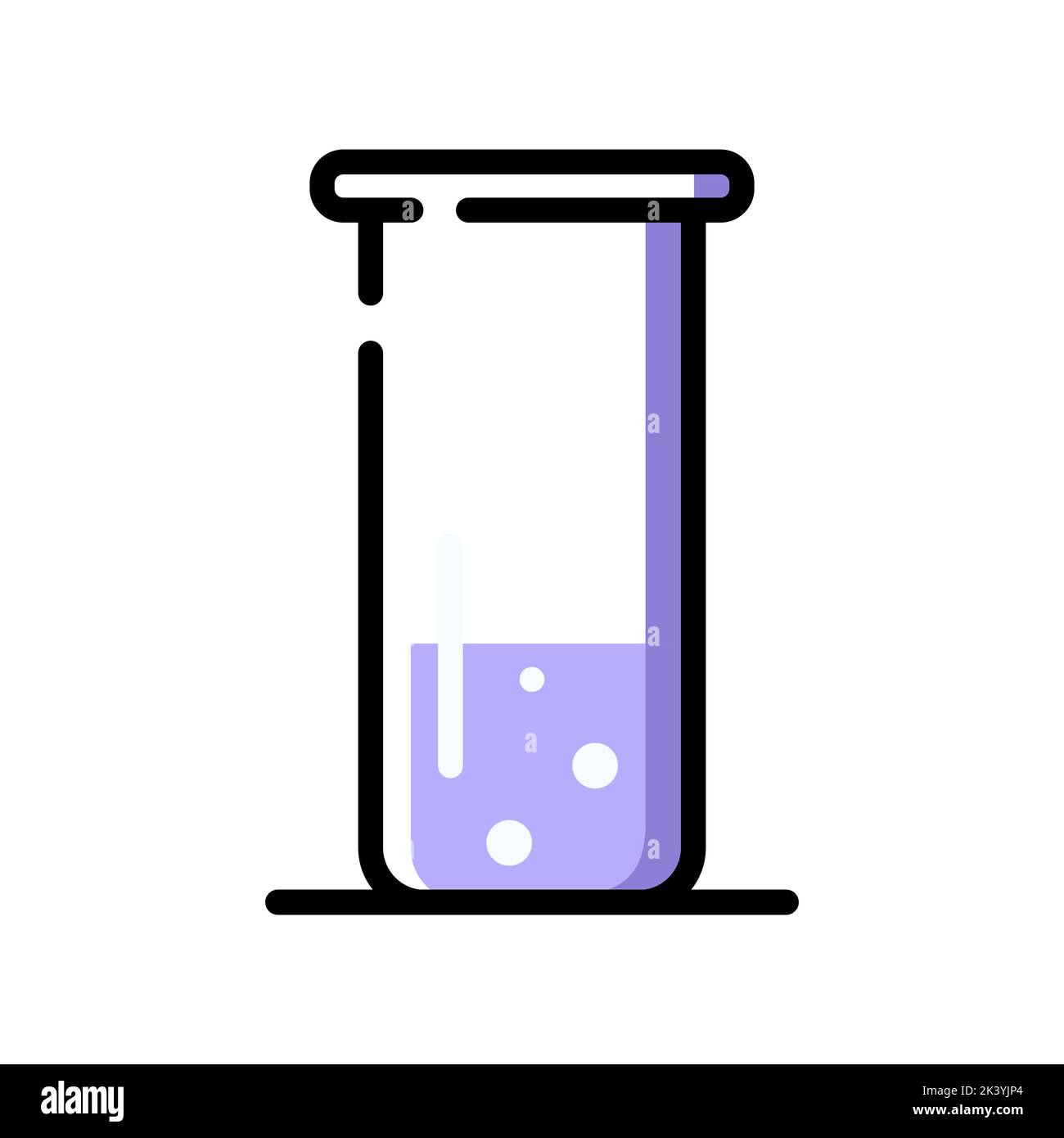 One glass chemistry purple flask. Stock Vector