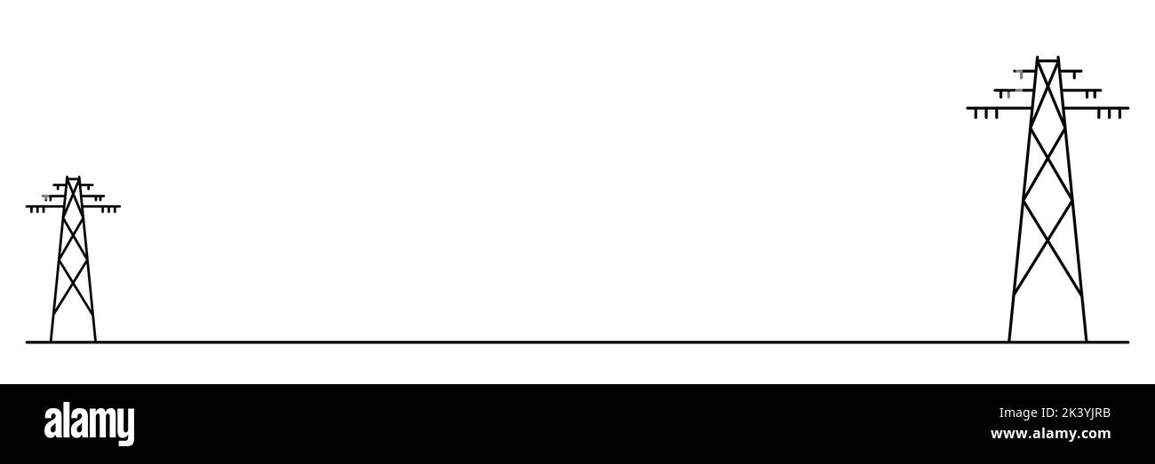 Power line art. Divider with two electric poles Stock Vector Image