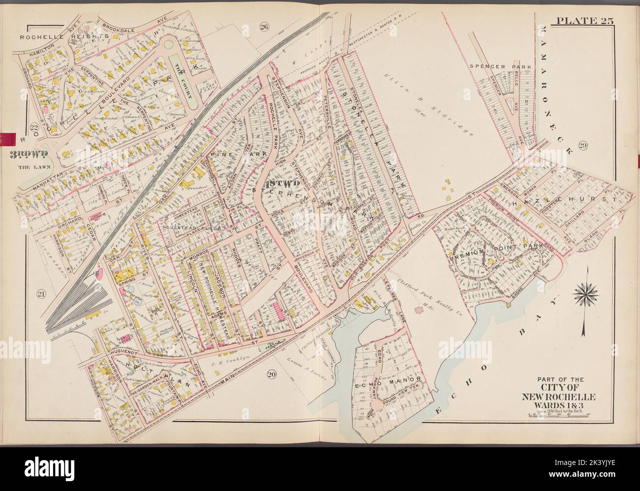 Echo bay map hi res stock photography - Westchester V 1 Double Page Plate No 25 Map Bounded By Mamaroneck Echo Bay Main St Hudson St Orchard St Hamilton Ave Cartographic Atlases Maps 1910 1911 Lionel Pincus And Princess Firyal Map Division Westchester County Ny Real Property New York State Westchester County 2K3YJYE mamaroneck new york map