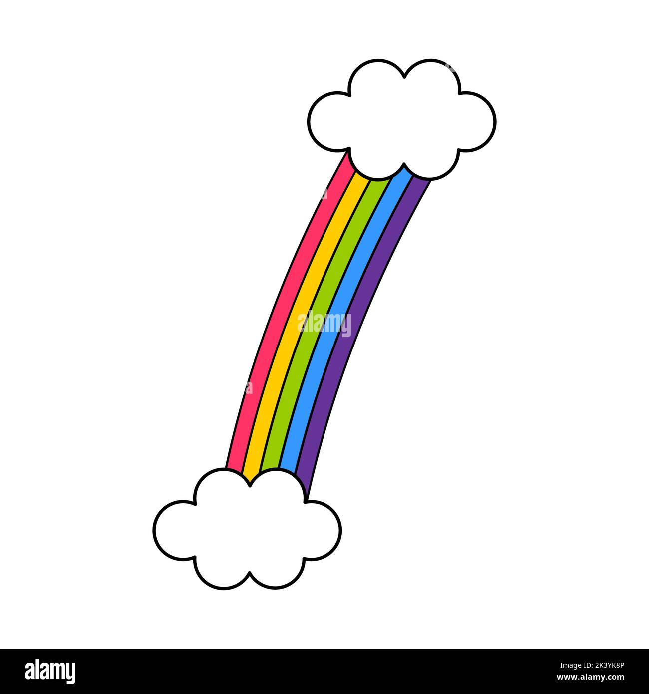 Flat image of a rainbow and clouds. Vector illustration Stock Vector