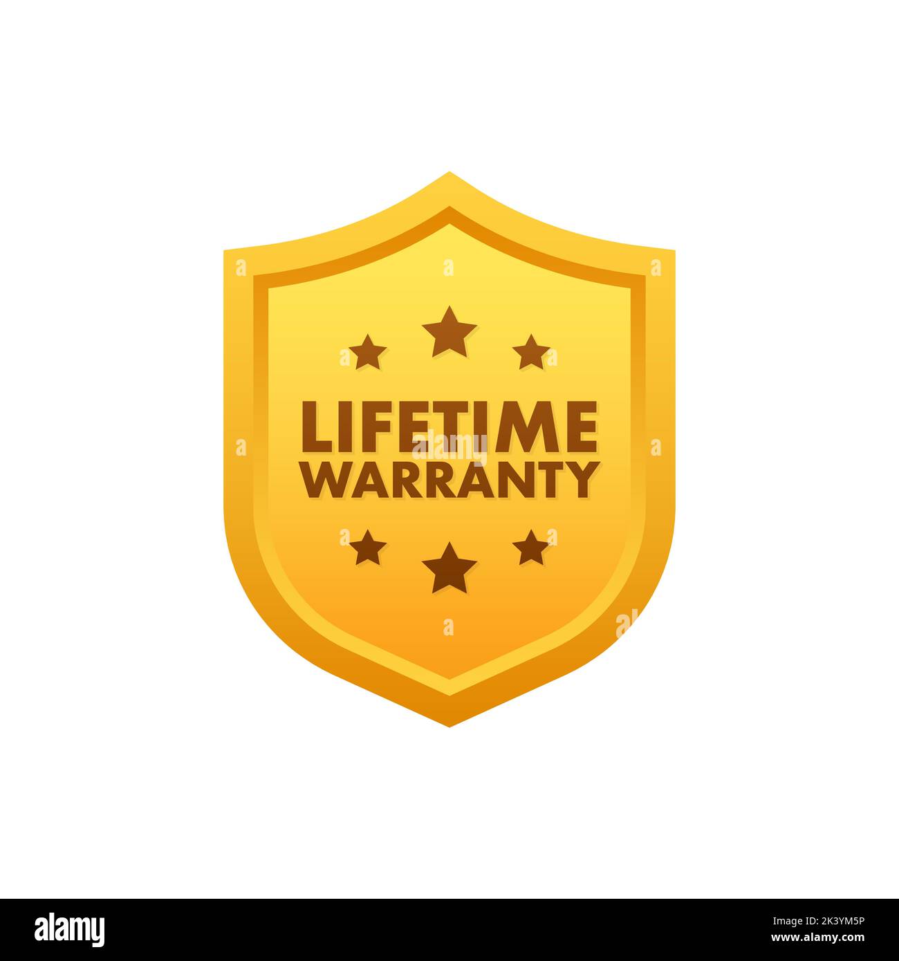 Flat banner with red lifetime warranty. Flat vector illustration