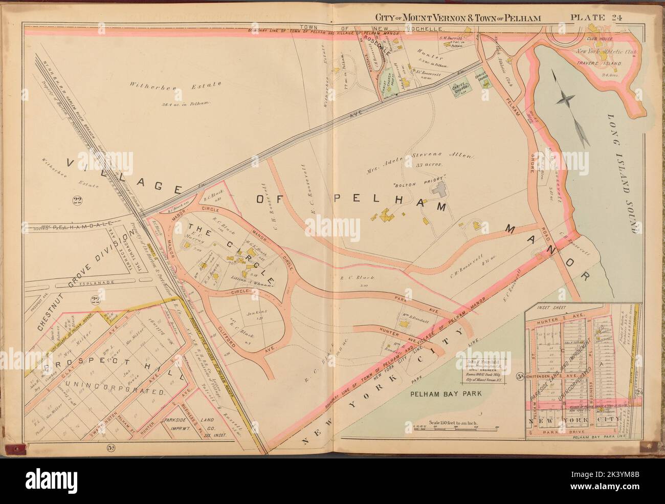 Mount Vernon, Double Page Plate No. 24 Map bounded by New Rochelle, Long Island Sound, New York