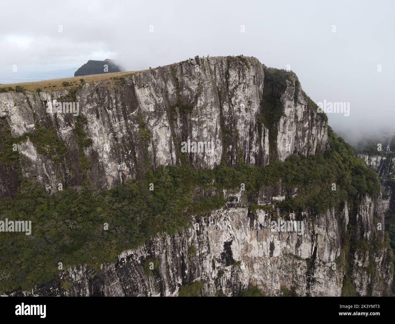 An aerial view of the scenic mountainous landscape on a misty day Stock ...