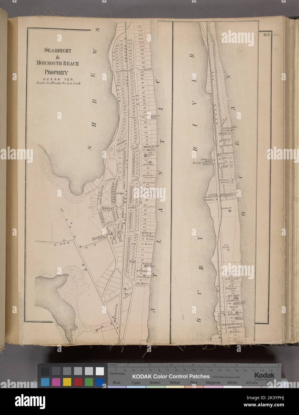 Seabright & Monmouth Beach Property Villages Cartographic. Atlases, Maps. 1873. Lionel Pincus and Princess Firyal Map Division. Monmouth Couty (N.J.) , Description and travel, Real property , New Jersey , Monmouth County Stock Photo