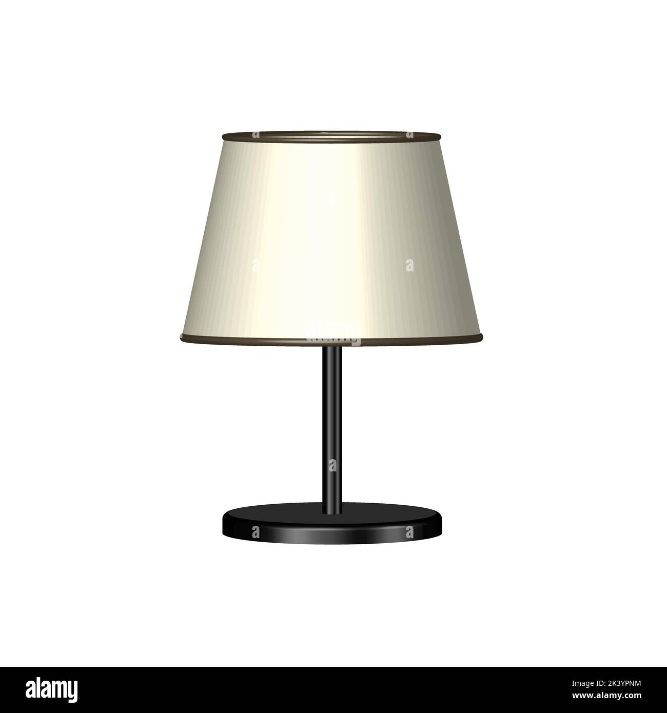 Home decor table lamp. Bedroom desk lighting. Vector image 3d illustration. Isolated lampshade stock image Stock Vector