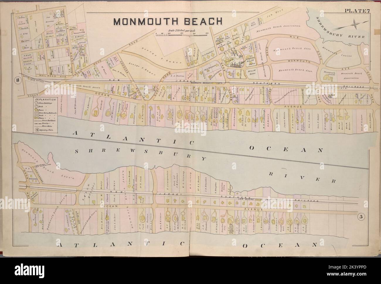 Monmouth County, Double Page Plate No. 7 Map of Monmouth Beach 1889