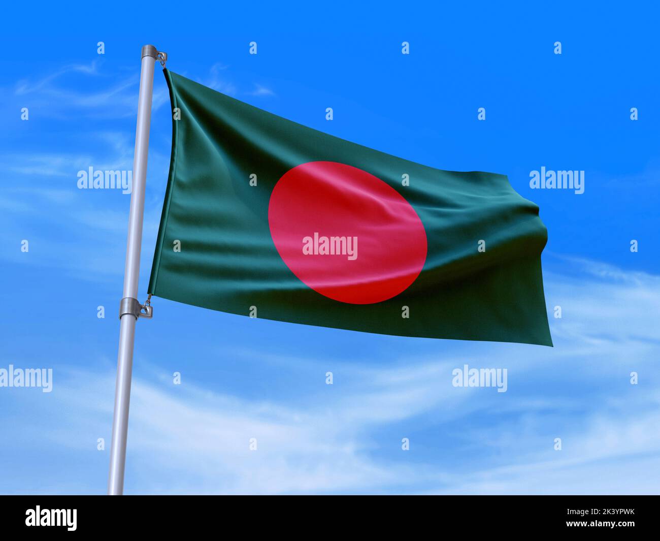 Beautiful Bangladesh flag waving in the wind with sky background - 3D ...