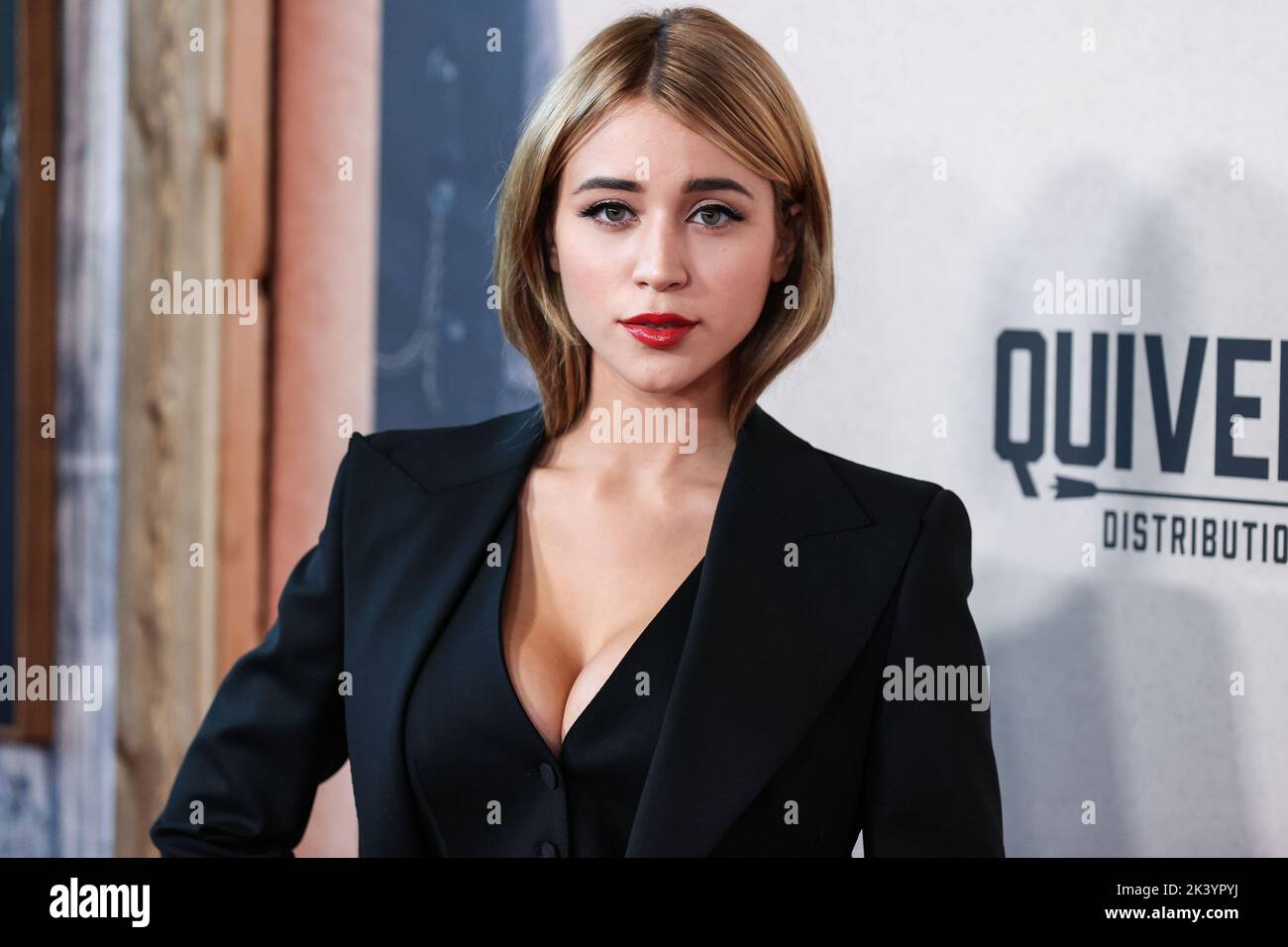 LOS ANGELES, CALIFORNIA, USA - SEPTEMBER 28: American actress Caylee Cowan  arrives at the Los Angeles Premiere Of Quiver Distribution's 'Dead For A  Dollar' held at the Directors Guild of America Theater