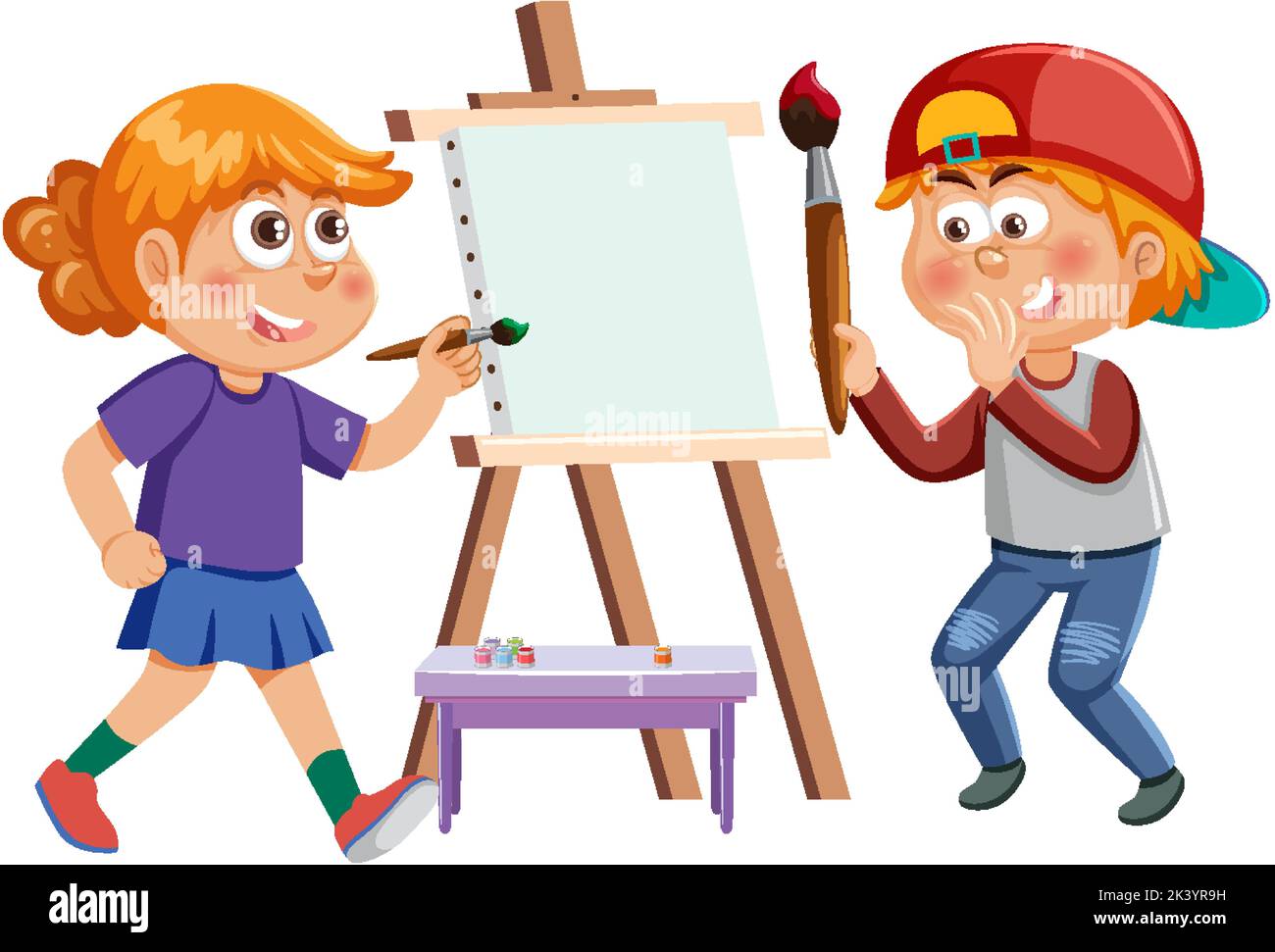 Children painting on canvas illustration Stock Vector Image & Art - Alamy
