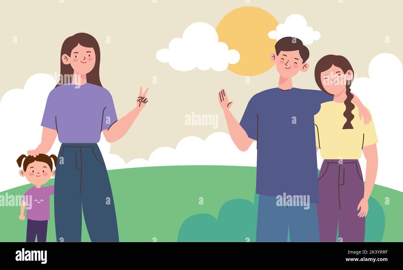 four korean family members in landscape Stock Vector Image & Art - Alamy