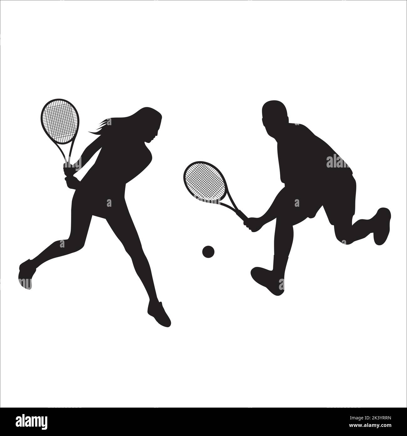 Vector Set Of Tennis Players Silhouettes Illustration Isolated On White Background Stock Vector