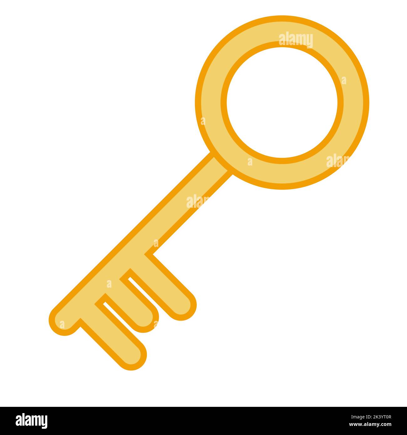 Cartoon gold key, skeleton logo, old gold, room house key Stock Vector