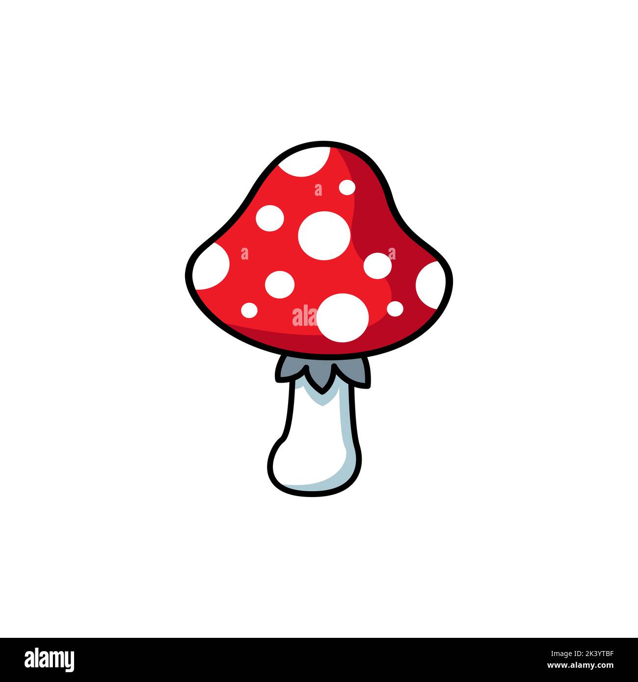 Flat illustration of red mushroom. Vector clip art, stickers, icons