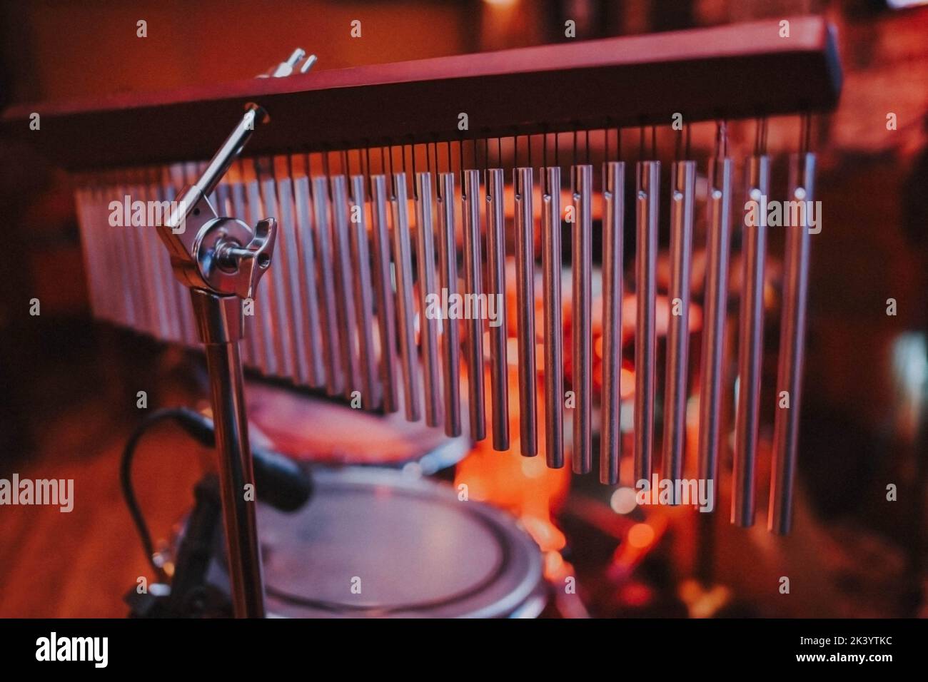 Silver tubular bells, music instrument Stock Photo Alamy