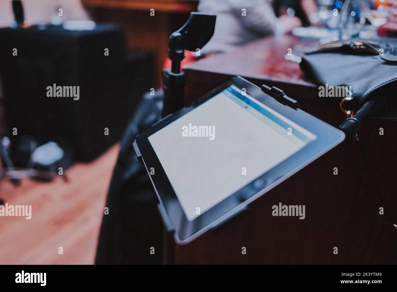 Tablet in a music studio Stock Photo