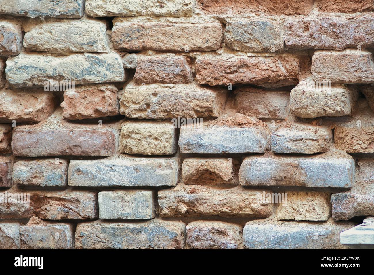 Close-up of ancient brick wall Stock Photo