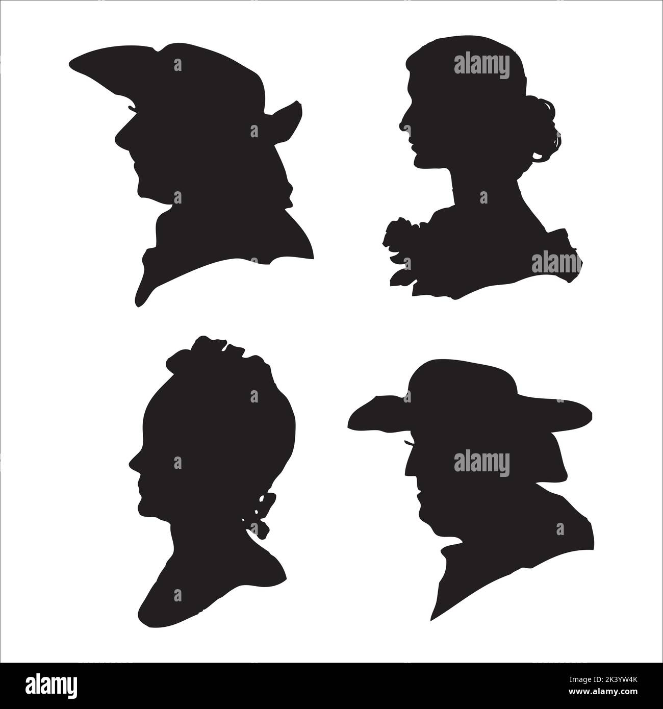 Vector Set Of Human Face In Profile Silhouettes Illustration Isolated