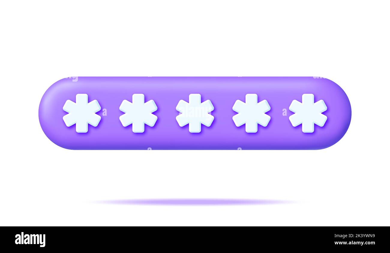 3D Locked Password Field Isolated On White Stock Vector