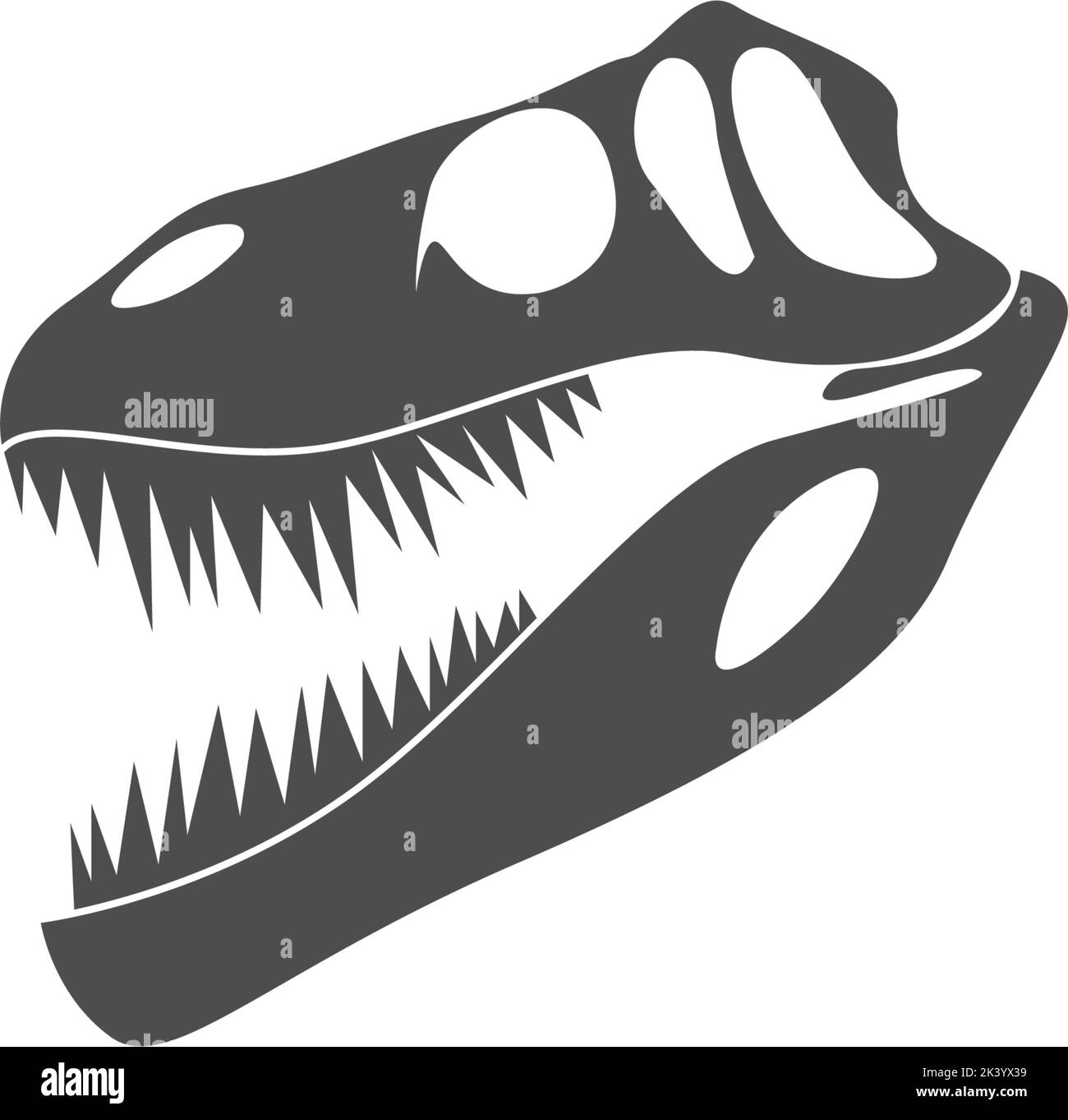 T rex dinosaur skeleton negative space silhouette.Prehistoric creature  bones isolated black and white clip art. Tyrannosaurus paleontology design.  Stock Vector