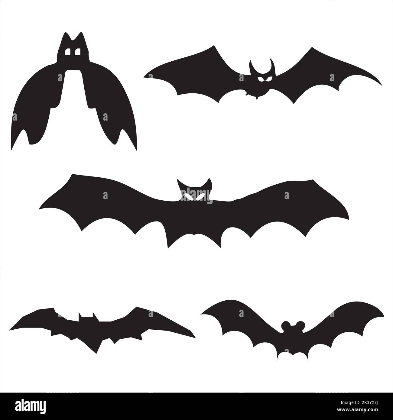 Vector Set Of Halloween Bats Silhouettes Illustration Isolated On White Background Stock Vector