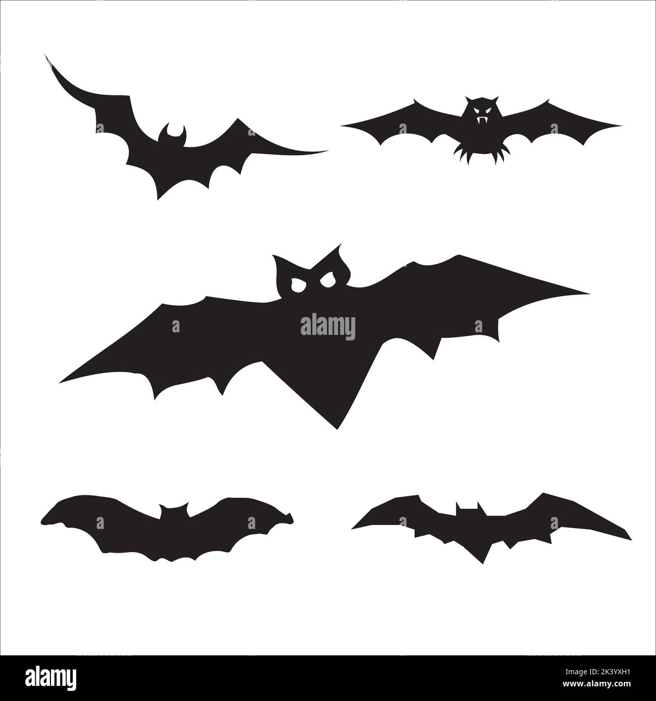 Vector Set Of Halloween Bats Silhouettes Illustration Isolated On White ...