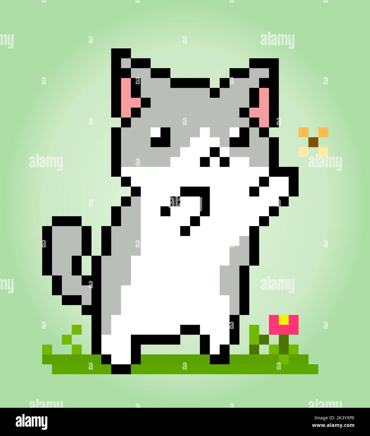 Premium Vector  Pixel 8 bit cat animal for game assets in vector  illustration