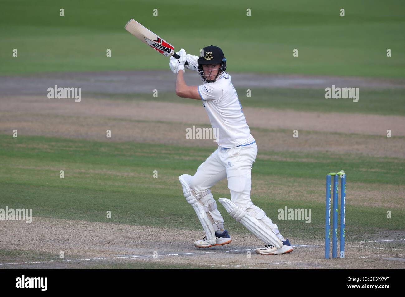 Hove, UK 28th September 2022 : Sussex's Ali Orr batting during the LV= Insurance County Championship Division Two  match between Sussex and Glamorgan at The 1st Central County Ground in Hove. Stock Photo