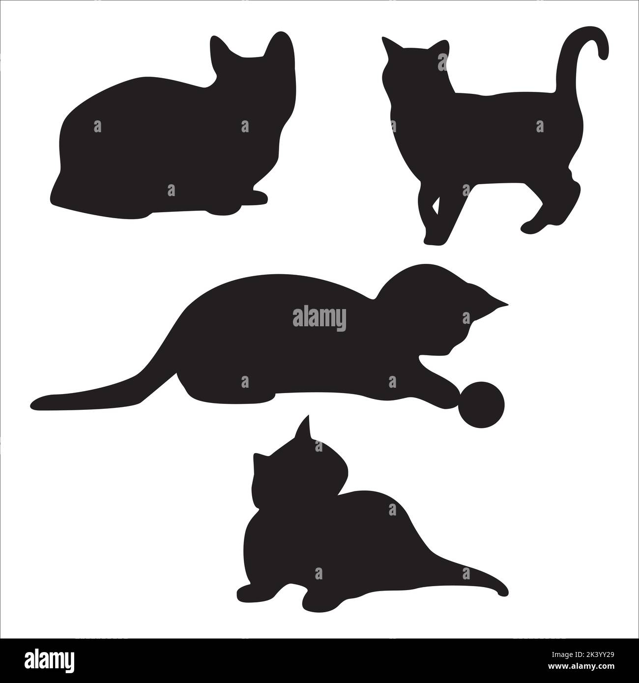 Vector Set Of Cats Silhouettes Illustration Isolated On White ...