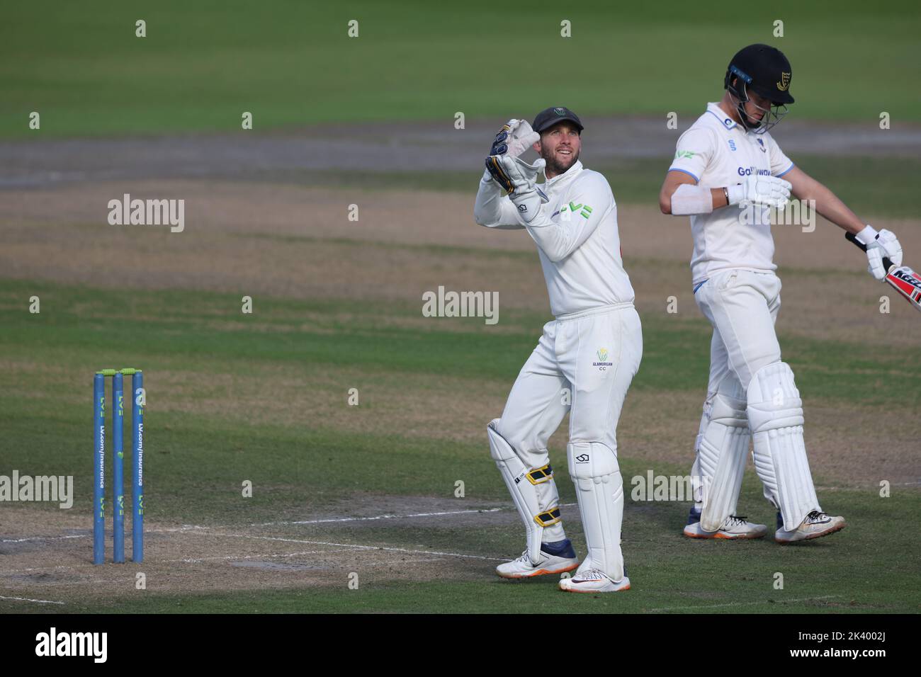 Hove, UK 28th September 2022 :  Glamorgan wicketkeeper Chris Cooke during the LV Insurance County Championship Division Two match between Sussex and Glamorgan at The 1st Central County Ground in Hove. Stock Photo