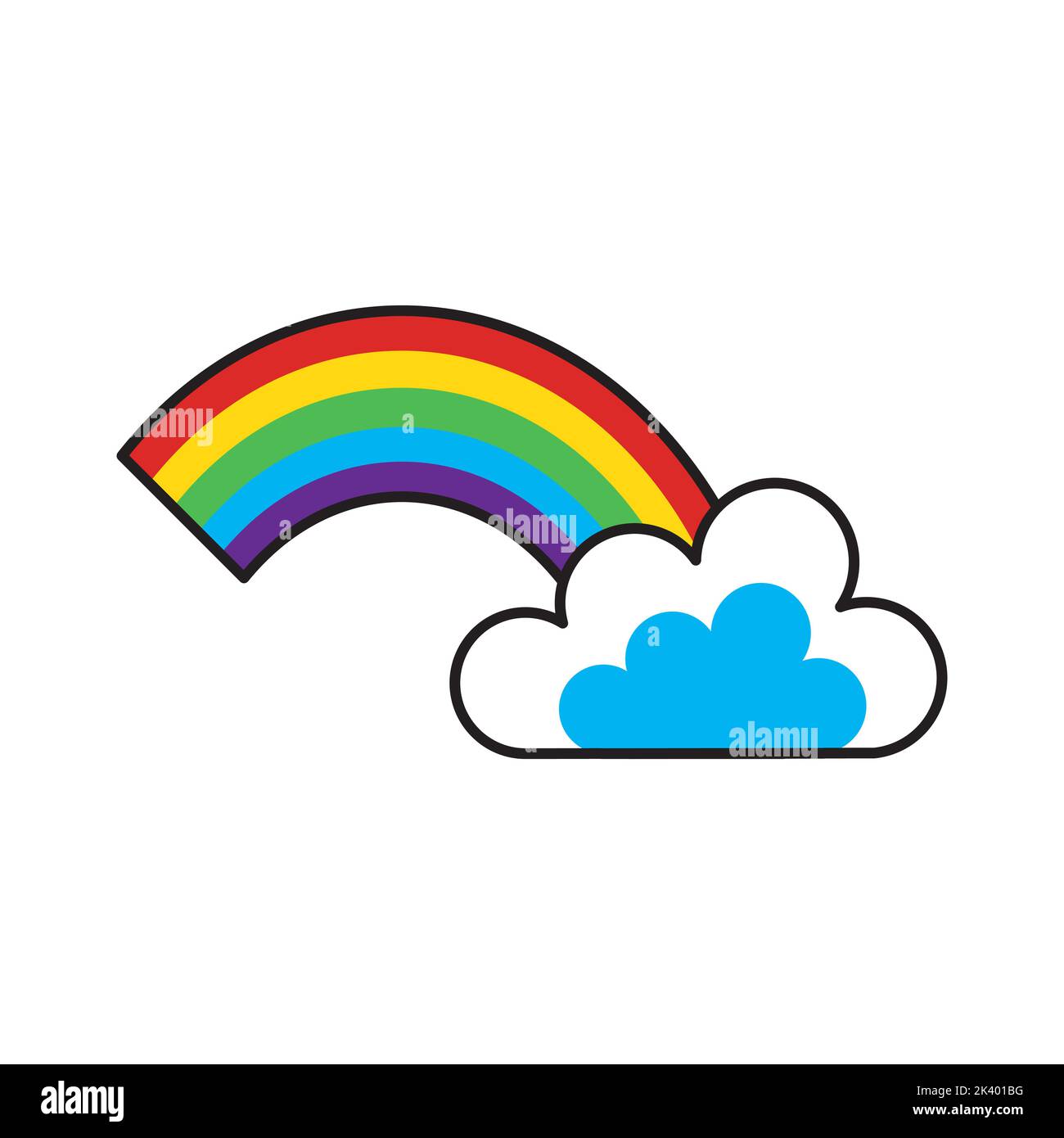Vector cute rainbow and cloud illustration isolated on white background ...