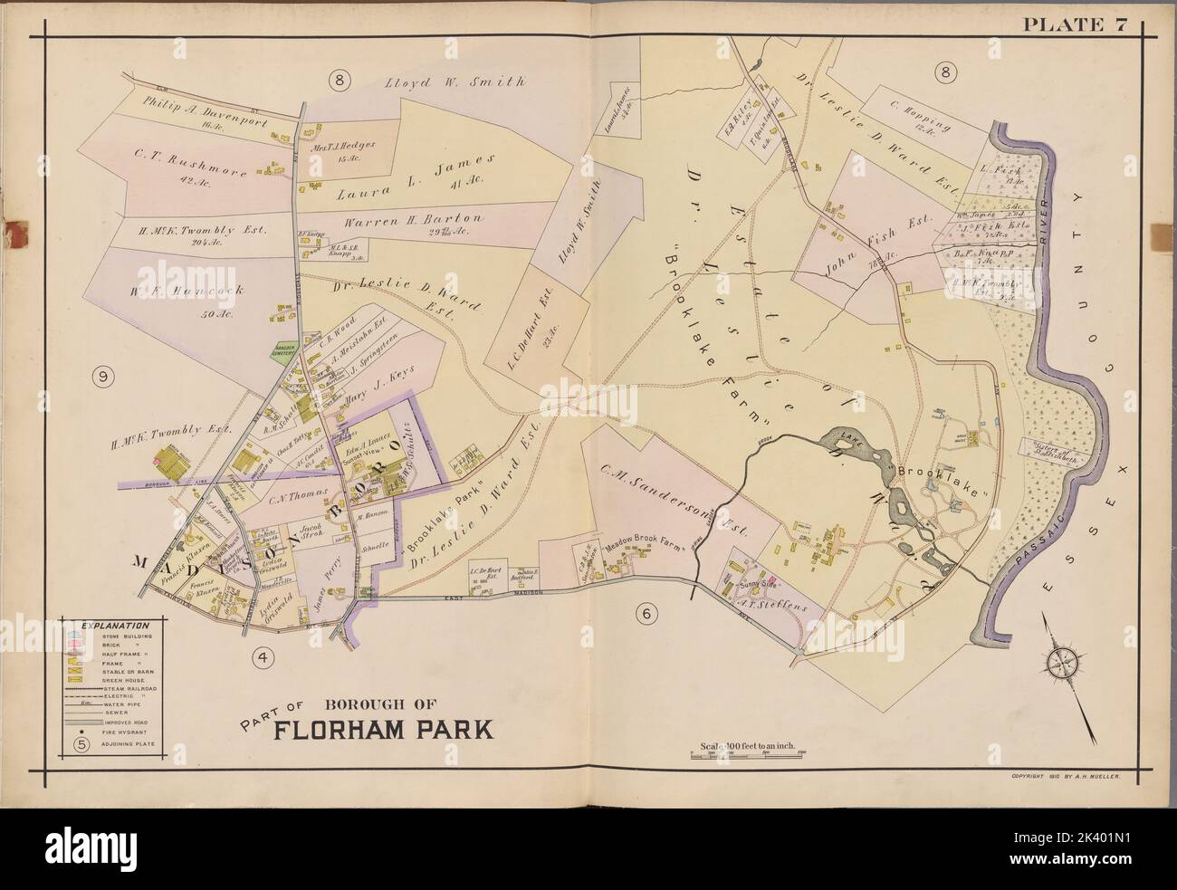 Morris County, Double Page Plate No. 7 Map bounded by Passaic River, E