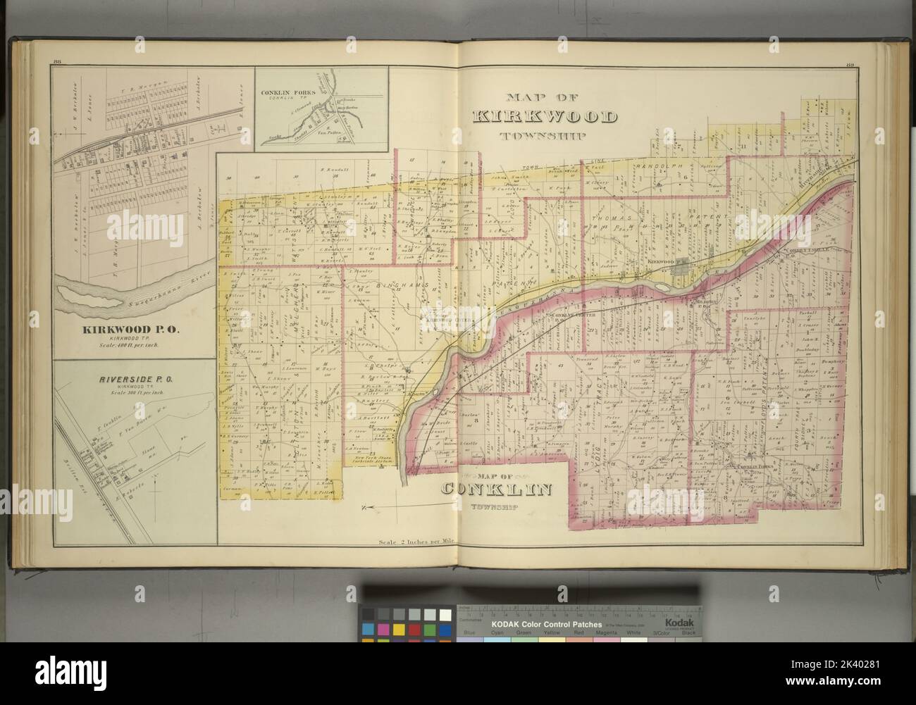 Kirkwood P.O., Kirkwood TP; Conklin Forks, Conklin TP; Riverside P.O