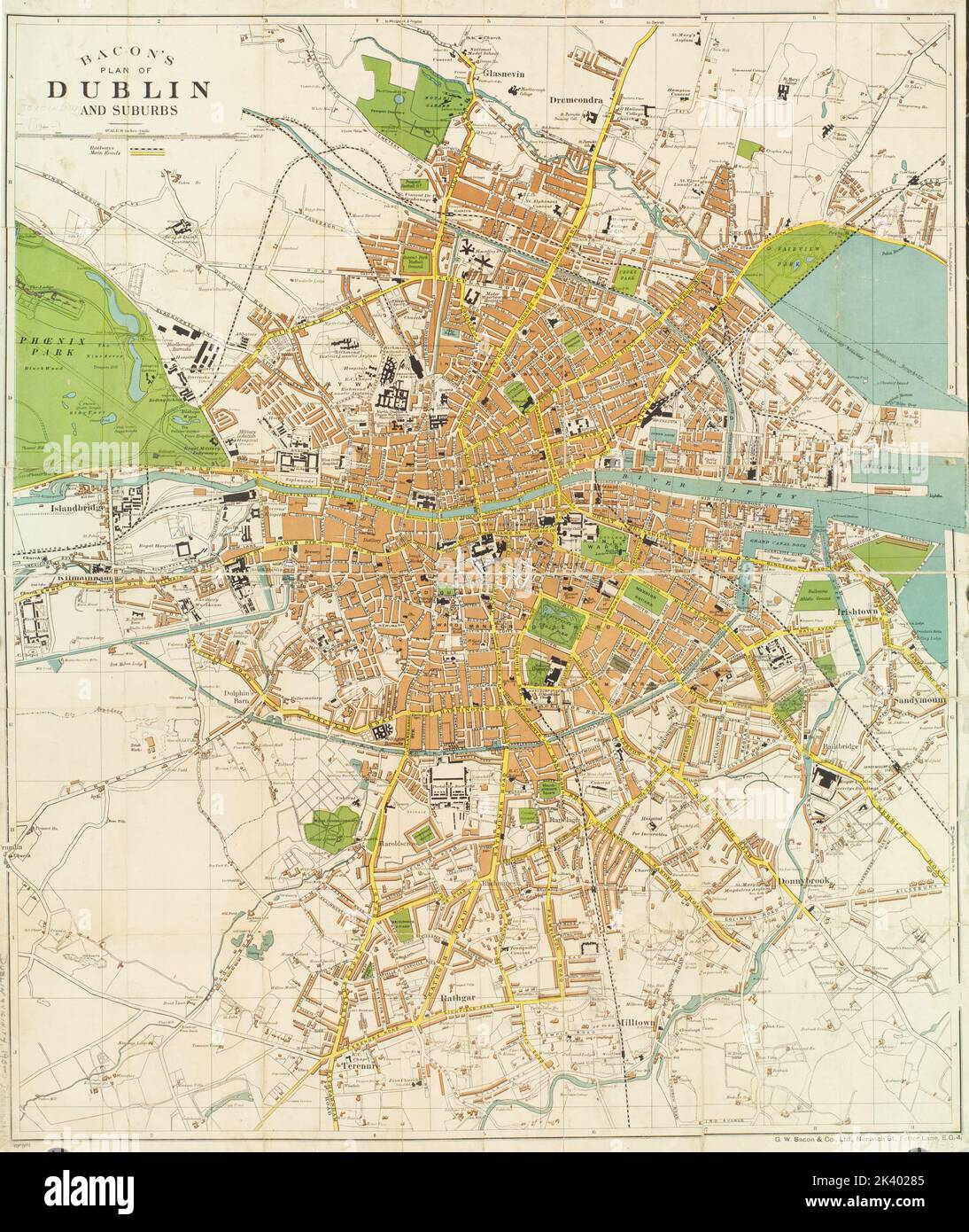 Large scale plan of Dublin Bacon 39 s - Large Scale Plan Of Dublin Bacons Plan Of Dublin And Suburbs Cartographic Maps 1900 1999 Lionel Pincus And Princess Firyal Map Division Dublin Ireland 2K40285