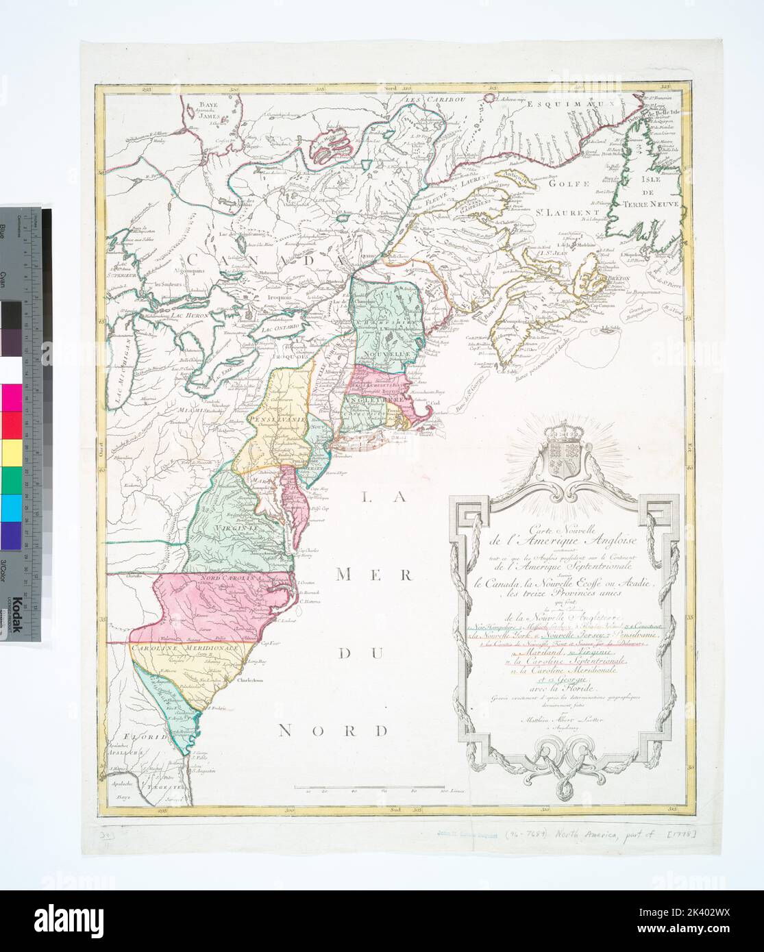 Carte nouvelle de l 39 Amerique angloise - Carte Nouvelle De Lamerique Angloise Contenant Tout Ce Que Les Anglois Possedent Sur Le Continent De Lamerique Septentrionale Voir Le Canada La Nouvelle Ecosse Ou Acadie Les Treize Provinces Unies Qui Sont Les Quatres Colonies De La Nouvelle Angleterre Avec La Floride Cartographic Maps 1776 Lionel Pincus And Princess Firyal Map Division United States Great Britain Colonies America North America 2K402WX