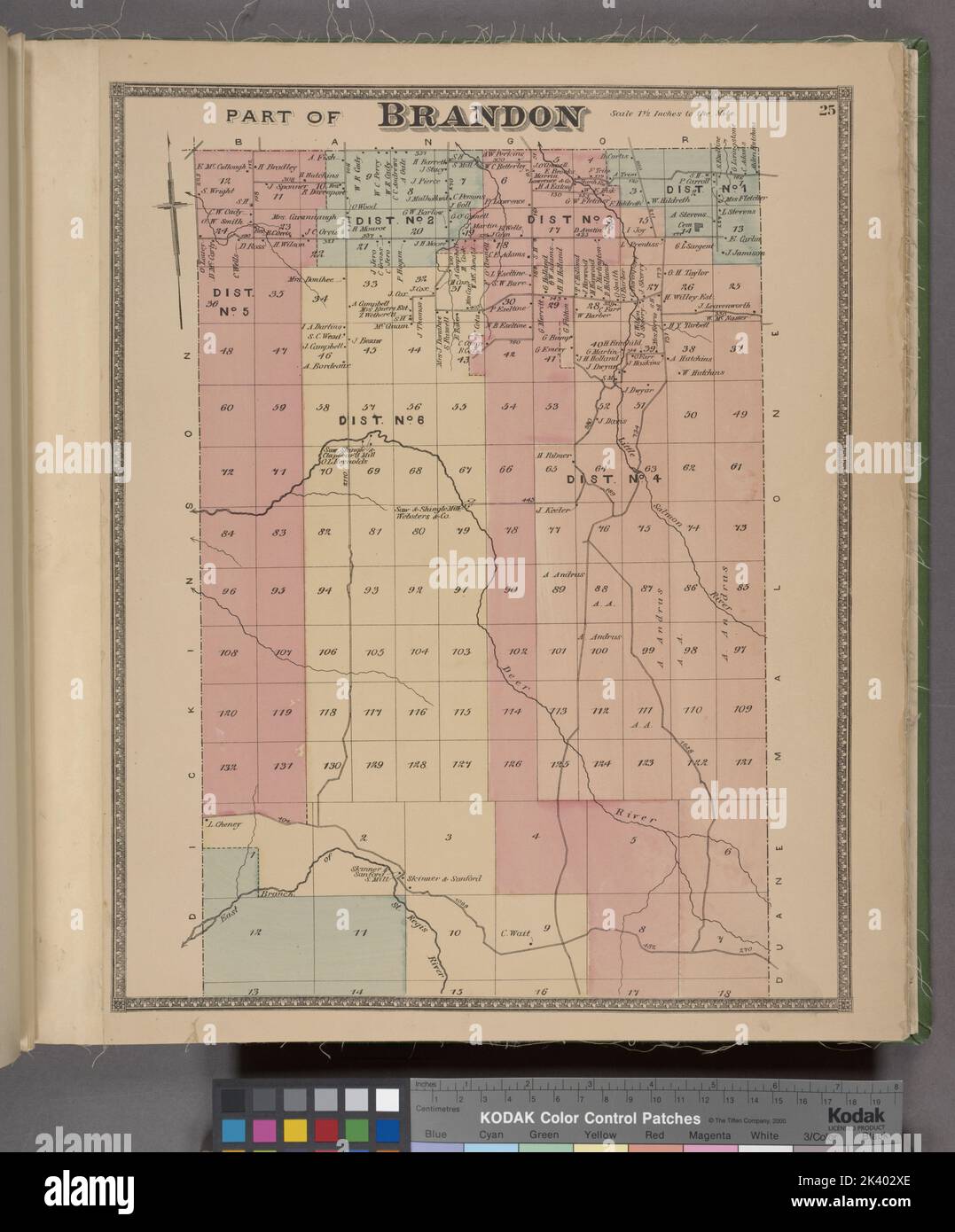 Part of Brandon Township Cartographic. Atlases, Maps. 1876. Lionel Pincus and Princess Firyal Map Division. Franklin County (N.Y.), Real property , New York (State) Stock Photo