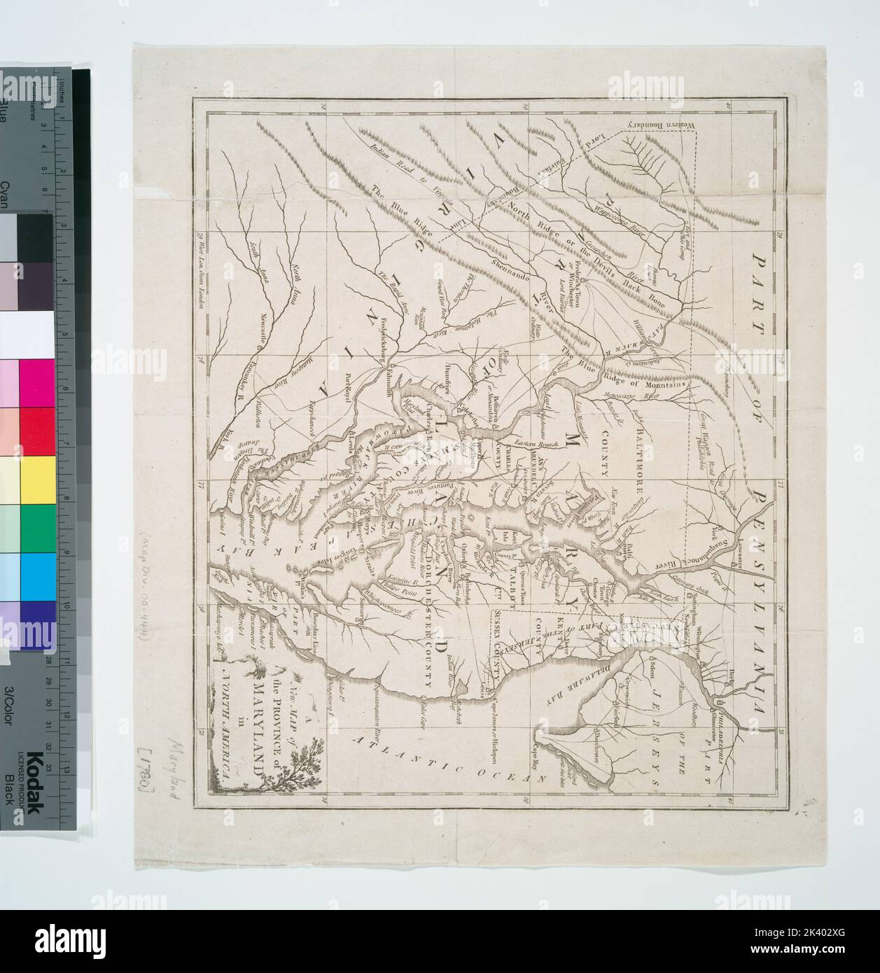 A new map of the province of Maryland in North America Cartographic. Maps. 1780. Lionel Pincus and Princess Firyal Map Division. Maryland, Delaware Stock Photo