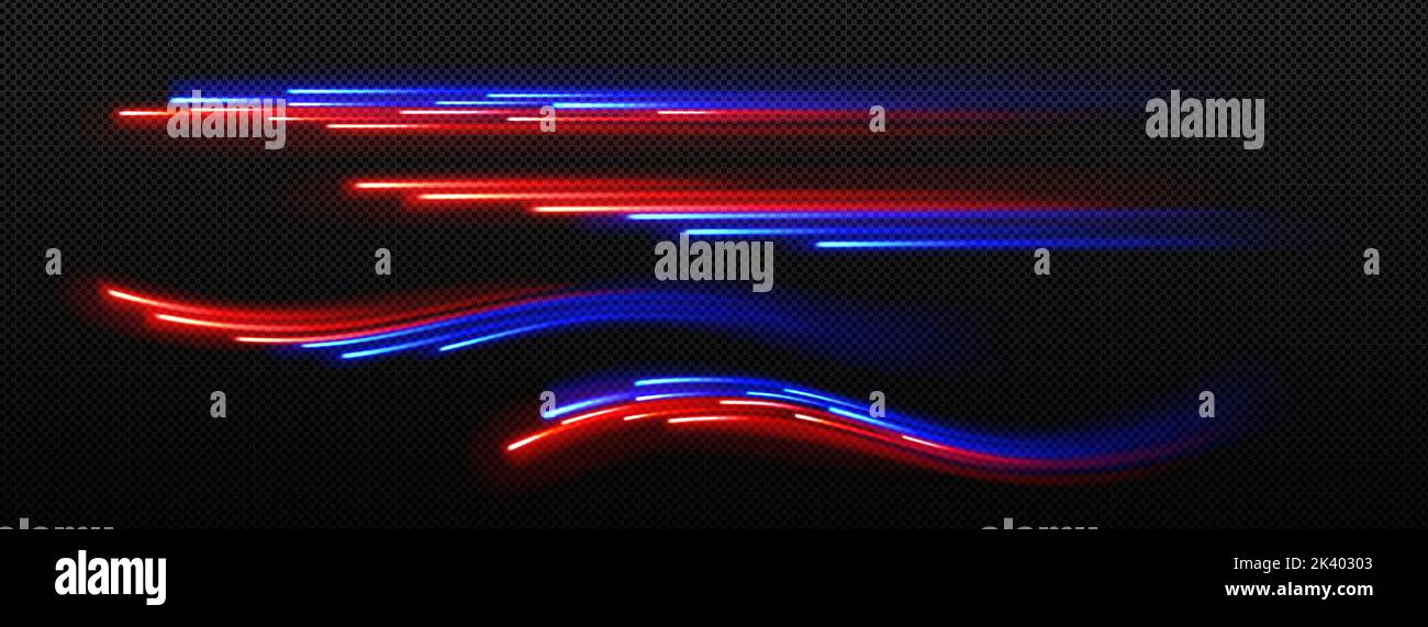 Light motion effect, speed road traffic glow at night. Abstract wavy