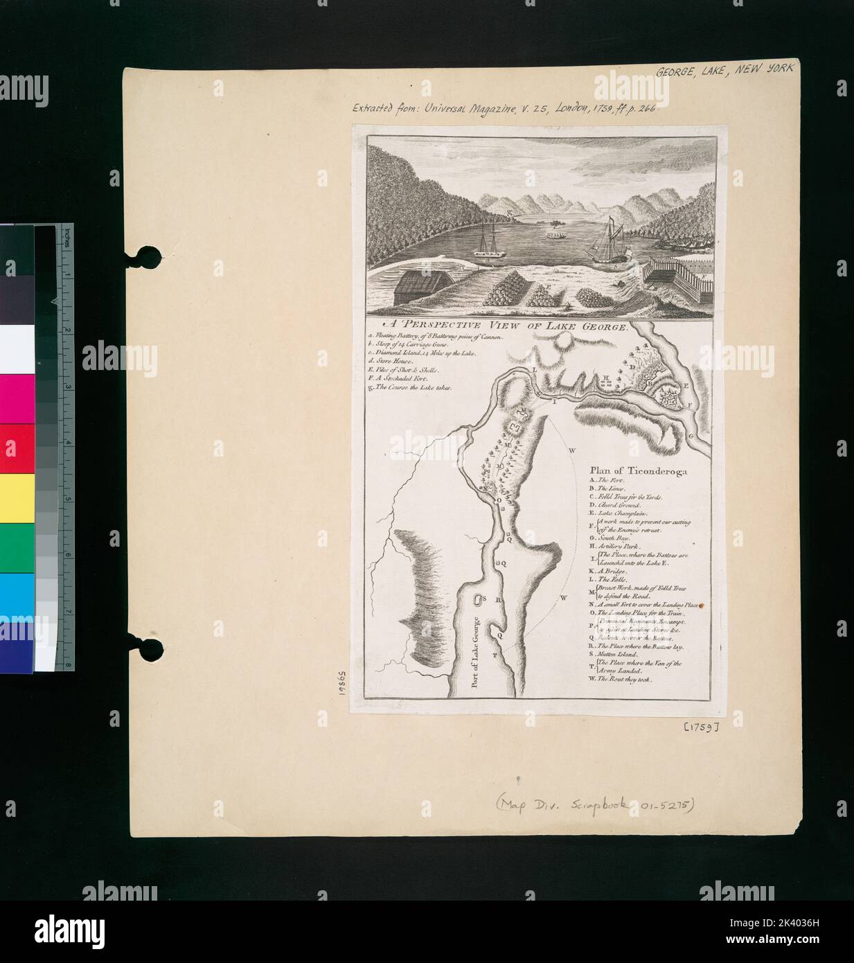 A perspective view of Lake ; Plan of Ticonderoga. Plan of
