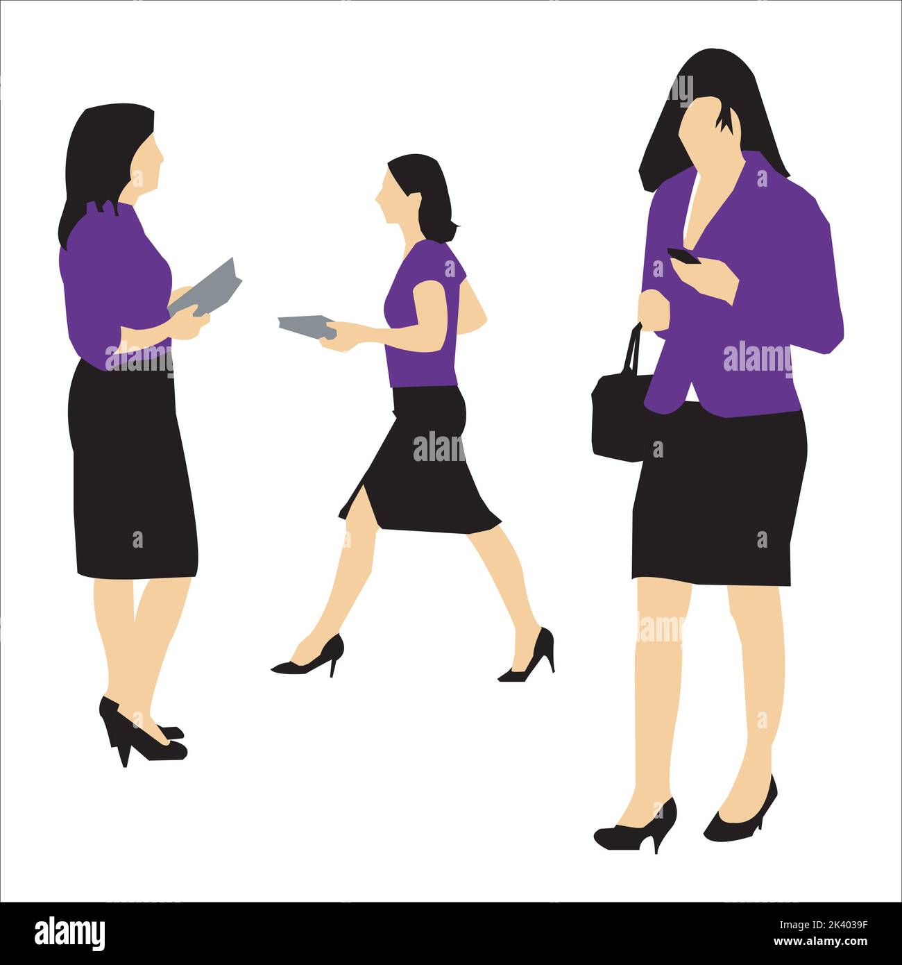 Vector Set Of Businesswoman Silhouettes Illustration Isolated On White ...