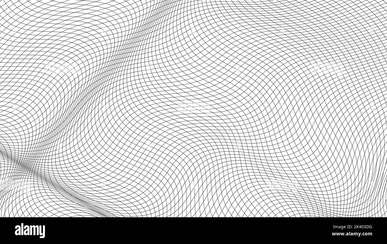 Grid wavy lines pattern, mesh square matrix, stretch density texture Stock Vector