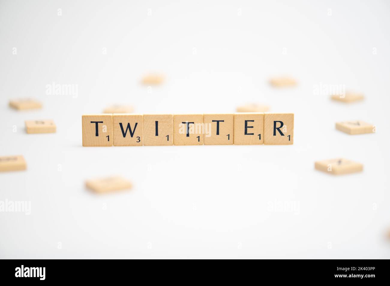 TWITTER word written on white background. TWITTER text on white for