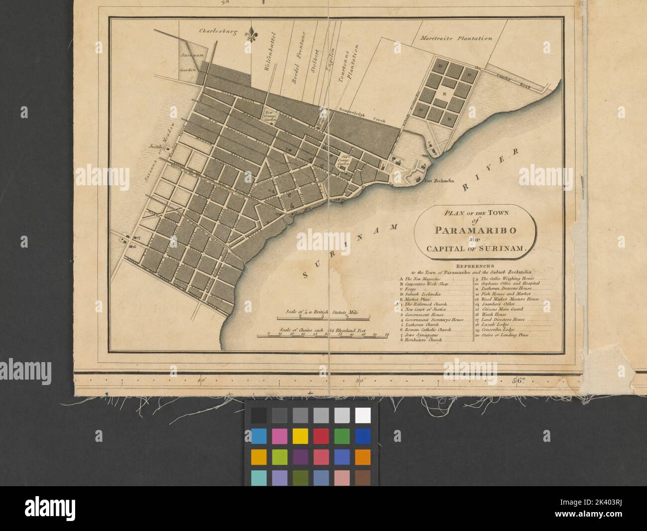 Plan of the town of Paramaribo, capital of Surinam Cartographic. 1810. Lionel Pincus and