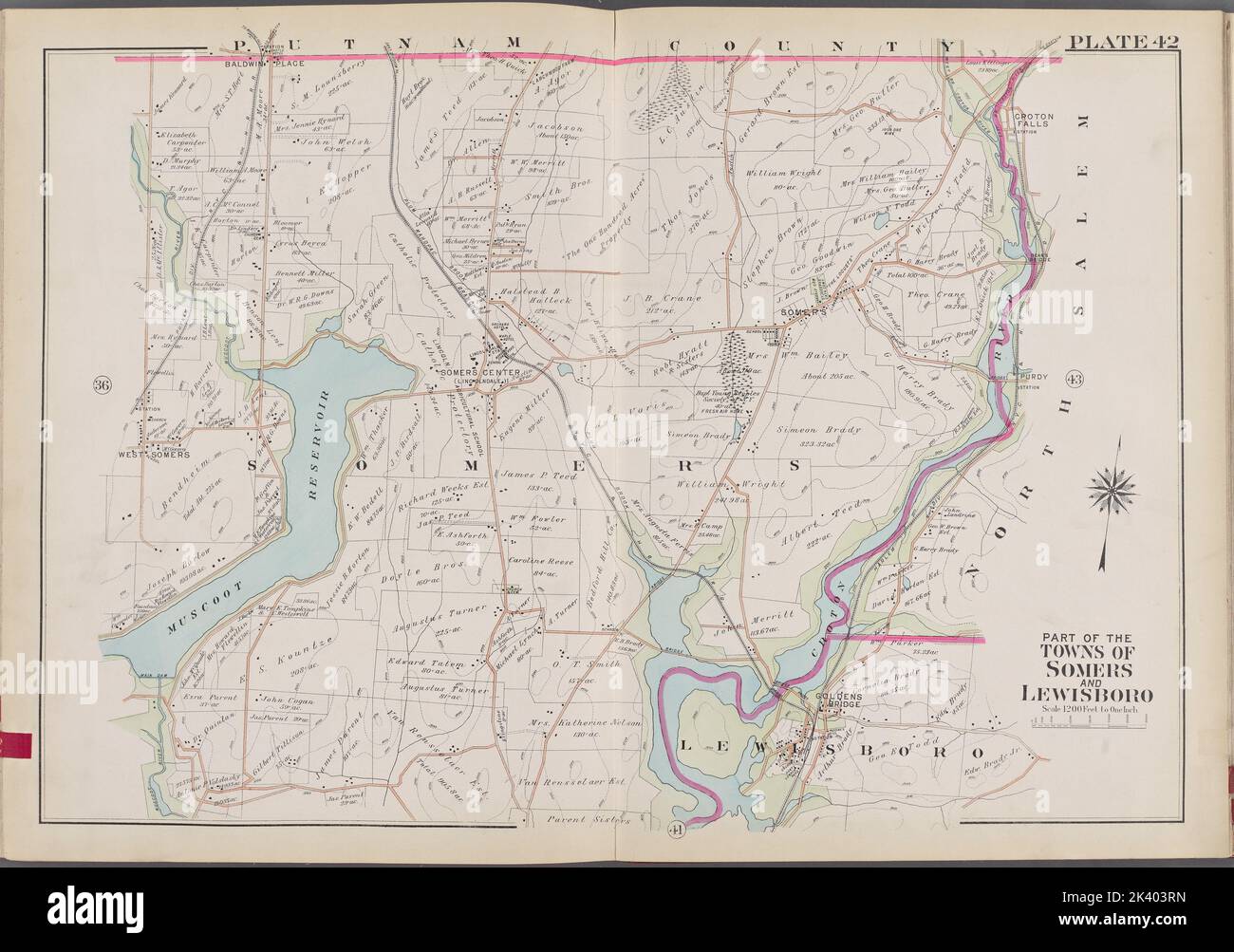 Westchester, V. 2, Double Page Plate No. 42 Map bounded by Putnam