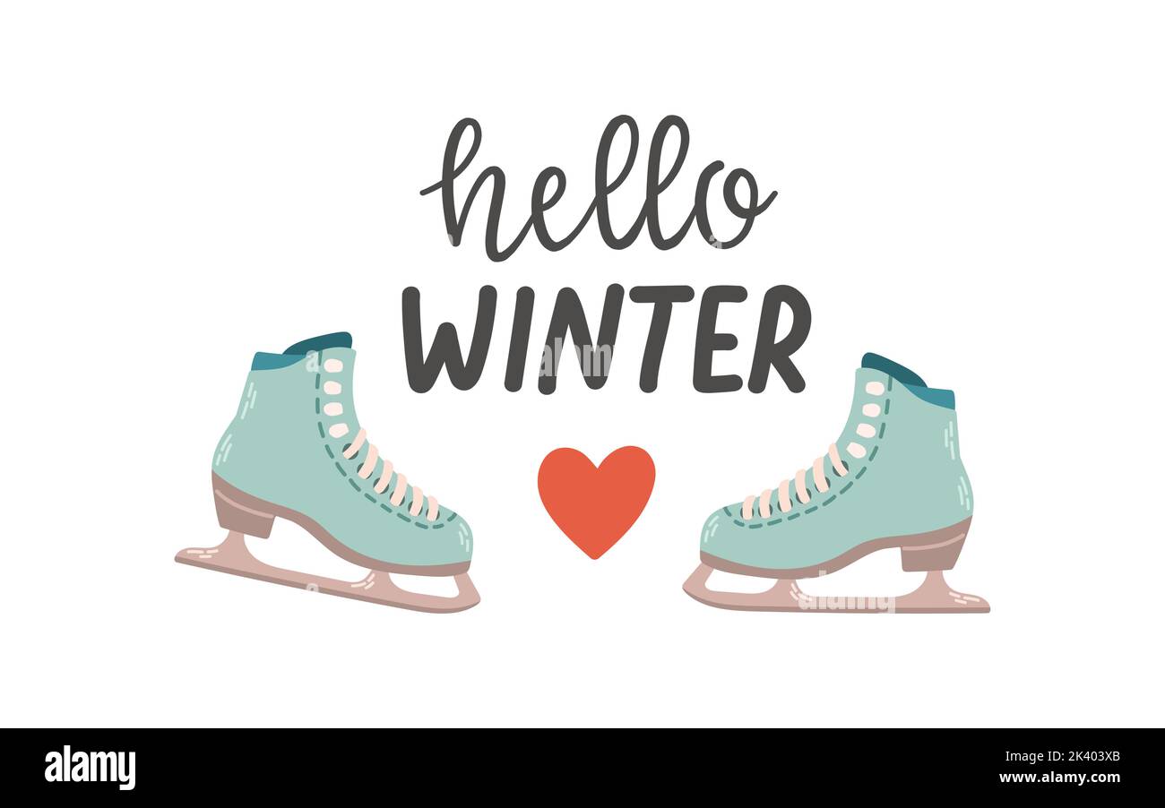 Skating Ring Script Figure skating skates lettering flat design vector Stock Vector Image ...