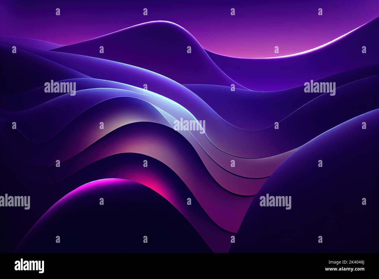 Abstract background with purple blue neon light waves pattern. 3D style ...