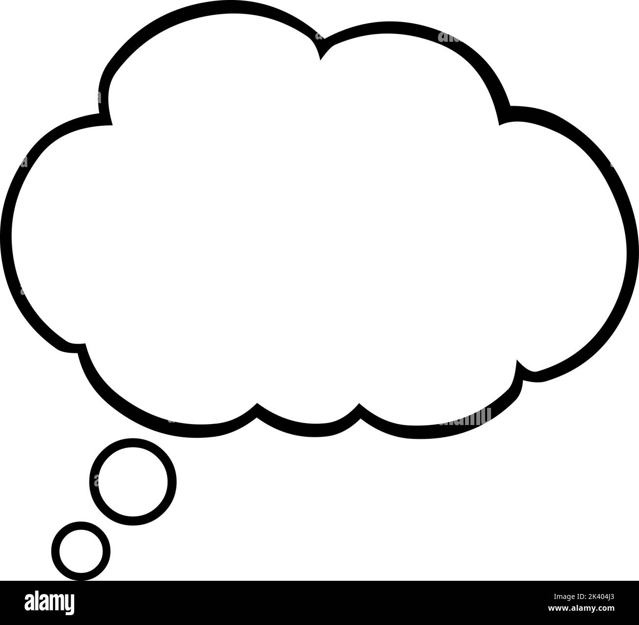 Vector illustration of a thought cloud drawn in black and white Stock Vector