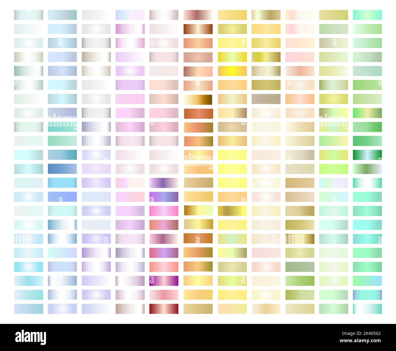 Pastel Light Gradient Collection of Every Color Swatches Stock Vector