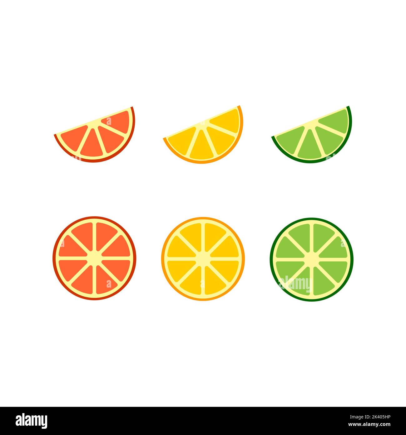 Flat simple illustration of lime, grapefruit and orange slices. Vector ...