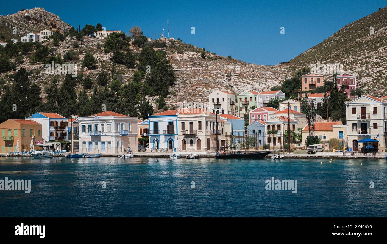 Kastellorizo island, Megisti harbor Greek village between Turkey Kas